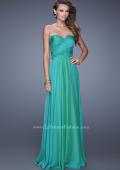 Picture of: Chiffon Gown with Criss Cross Ruched Bodice and Beads in Green, Style: 20658, Detail Picture 2