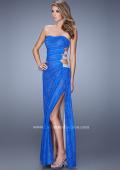 Picture of: Embellished Long Lace Prom Gown with Cut Outs in Blue, Style: 20660, Detail Picture 1
