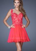 Picture of: Lace Bodice Sweetheart Neck Chiffon Prom Gown in Orange, Style: 20672, Main Picture