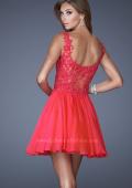 Picture of: Lace Bodice Sweetheart Neck Chiffon Prom Gown in Orange, Style: 20672, Back Picture