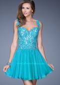 Picture of: Lace Bodice Sweetheart Neck Chiffon Prom Gown in Blue, Style: 20672, Detail Picture 1