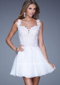 Picture of: Lace Bodice Sweetheart Neck Chiffon Prom Gown in White, Style: 20672, Detail Picture 2