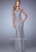 Picture of: Embellished Lace Evening Dress with Cap Sleeves in Silver, Style: 20673, Detail Picture 2