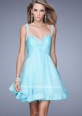 Picture of: Flirty Chiffon Skirt Cocktail Dress with Pearls and Stones in Blue, Style: 20677, Detail Picture 2