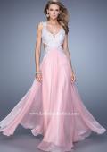 Picture of: Beaded Lace Chiffon Prom Gown with Criss Cross Straps in Pink, Style: 20692, Main Picture