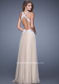 Picture of: Beaded Lace Chiffon Prom Gown with Criss Cross Straps in White Nude, Style: 20692, Back Picture