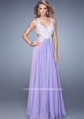 Picture of: Beaded Lace Chiffon Prom Gown with Criss Cross Straps in Purple, Style: 20692, Detail Picture 3