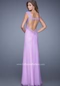 Picture of: Embellished Chiffon Gown with Beaded Lace Straps in Purple, Style: 20694, Back Picture