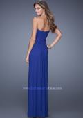 Picture of: Strapless Net Jersey Prom Dress with Beaded Belt in Blue, Style: 20698, Back Picture