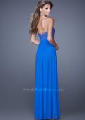 Picture of: Long Net Jersey Prom Dress with Lace Covered Bodice in Blue, Style: 20700, Back Picture