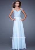 Picture of: Beaded Lace Sweetheart Prom Dress with Sheer Straps in Blue, Style: 20701, Main Picture