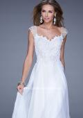 Picture of: Beaded Lace Sweetheart Prom Dress with Sheer Straps in White, Style: 20701, Detail Picture 7