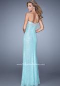 Picture of: Pearl Encrusted Beaded Lace Long Prom Gown in Aqua, Style: 20705, Back Picture