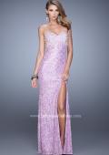 Picture of: Pearl Encrusted Beaded Lace Long Prom Gown in Purple, Style: 20705, Detail Picture 2