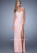 Picture of: Pearl Encrusted Beaded Lace Long Prom Gown in Pink, Style: 20705, Detail Picture 3