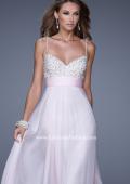 Picture of: Spaghetti Strap Rhinestone and Pearl Prom Dress in Pink, Style: 20717, Detail Picture 1