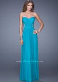 Picture of: Strapless Jersey Prom Dress with Criss Cross Gathers in Teal, Style: 20718, Detail Picture 2
