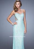Picture of: Beaded Lace Gown with Illusion Net Detailing in Aqua, Style: 20720, Detail Picture 2