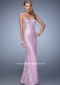 Picture of: Beaded Lace Gown with Illusion Net Detailing in Purple, Style: 20720, Detail Picture 3