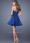 Picture of: Strapless Chiffon Short Dress with Gathered Waist in Blue, Style: 20721, Back Picture