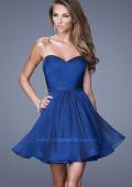 Picture of: Strapless Chiffon Short Dress with Gathered Waist in Blue, Style: 20721, Detail Picture 2