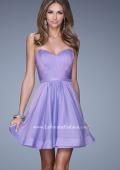 Picture of: Strapless Chiffon Short Dress with Gathered Waist in Purple, Style: 20721, Detail Picture 4