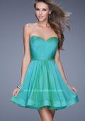 Picture of: Strapless Chiffon Short Dress with Gathered Waist in Green, Style: 20721, Detail Picture 5