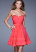 Picture of: Strapless Chiffon Short Dress with Gathered Waist in Red, Style: 20721, Detail Picture 6