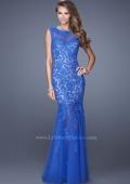 Picture of: Mermaid Gown with Sheer Neckline and Tulle Skirt in Blue, Style: 20722, Main Picture