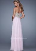 Picture of: Sheer Pearl Encrusted Strapless Dress with Embroidery in Pink, Style: 20727, Back Picture