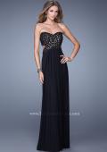 Picture of: Jewel Lace Bodice Long Net Jersey Prom Dress in Black, Style: 20733, Detail Picture 2