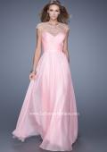 Picture of: Cap Sleeve Long Prom Dress with Sheer High Neckline in Pink, Style: 20739, Detail Picture 1