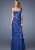 Picture of: Long Lace Strapless Prom Dress with Embellishments in Blue, Style: 20750, Main Picture