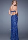 Picture of: Long Lace Strapless Prom Dress with Embellishments in Blue, Style: 20750, Back Picture