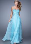 Picture of: Chiffon Strapless Dress with Gathering and Beaded Lace in Blue, Style: 20762, Main Picture