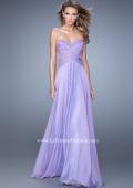 Picture of: Chiffon Strapless Dress with Gathering and Beaded Lace in Purple, Style: 20762, Detail Picture 2