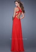 Picture of: Chiffon Prom Gown with Gathered Knot Detail in Red, Style: 20774, Back Picture