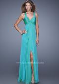 Picture of: Chiffon Prom Gown with Gathered Knot Detail in Green, Style: 20774, Detail Picture 1