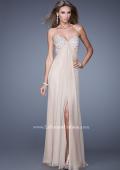 Picture of: Strapless Chiffon Dress with Embellished Back Straps in Nude, Style: 20784, Detail Picture 1