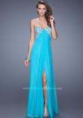 Picture of: Strapless Chiffon Dress with Embellished Back Straps in Aqua, Style: 20784, Detail Picture 2
