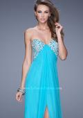 Picture of: Strapless Chiffon Dress with Embellished Back Straps in Aqua, Style: 20784, Detail Picture 5