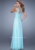 Picture of: Lace Covered Bodice Long Sleeves Prom Gown in Aqua, Style: 20785, Back Picture