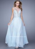 Picture of: Lace Covered Bodice Long Sleeves Prom Gown in Blue, Style: 20785, Detail Picture 3