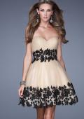 Picture of: Sweetheart Neck Tulle Cocktail Dress with Pleated Bodice in Nude, Style: 20790, Main Picture