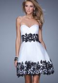 Picture of: Sweetheart Neck Tulle Cocktail Dress with Pleated Bodice in White, Style: 20790, Detail Picture 1