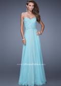 Picture of: Strapless Chiffon Prom Dress with Beaded Lace Bodice in Aqua, Style: 20798, Main Picture