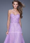 Picture of: Strapless Chiffon Prom Dress with Beaded Lace Bodice in Purple, Style: 20798, Detail Picture 8