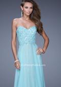 Picture of: Strapless Chiffon Prom Dress with Beaded Lace Bodice in Aqua, Style: 20798, Detail Picture 1