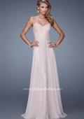 Picture of: Strapless Chiffon Prom Dress with Beaded Lace Bodice in Nude, Style: 20798, Detail Picture 3
