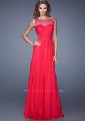 Picture of: Long Prom Dress with Sheer Net Detail and Embellishments in Red, Style: 20807, Main Picture
